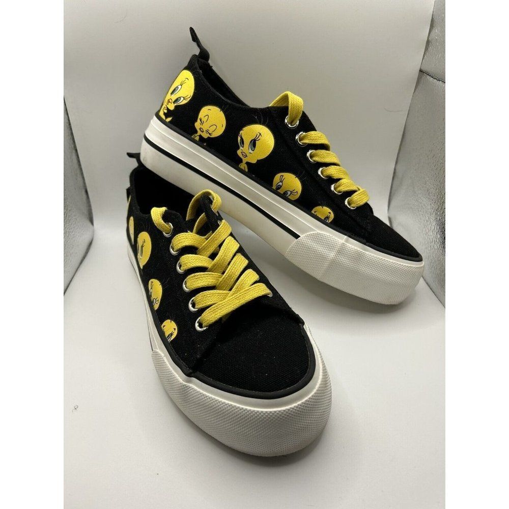 Tweety Bird Looney Tunes X Sybilla Sneakers Shoes Black Yellow Printed 36 US 6